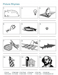 Picture Rhymes Worksheet