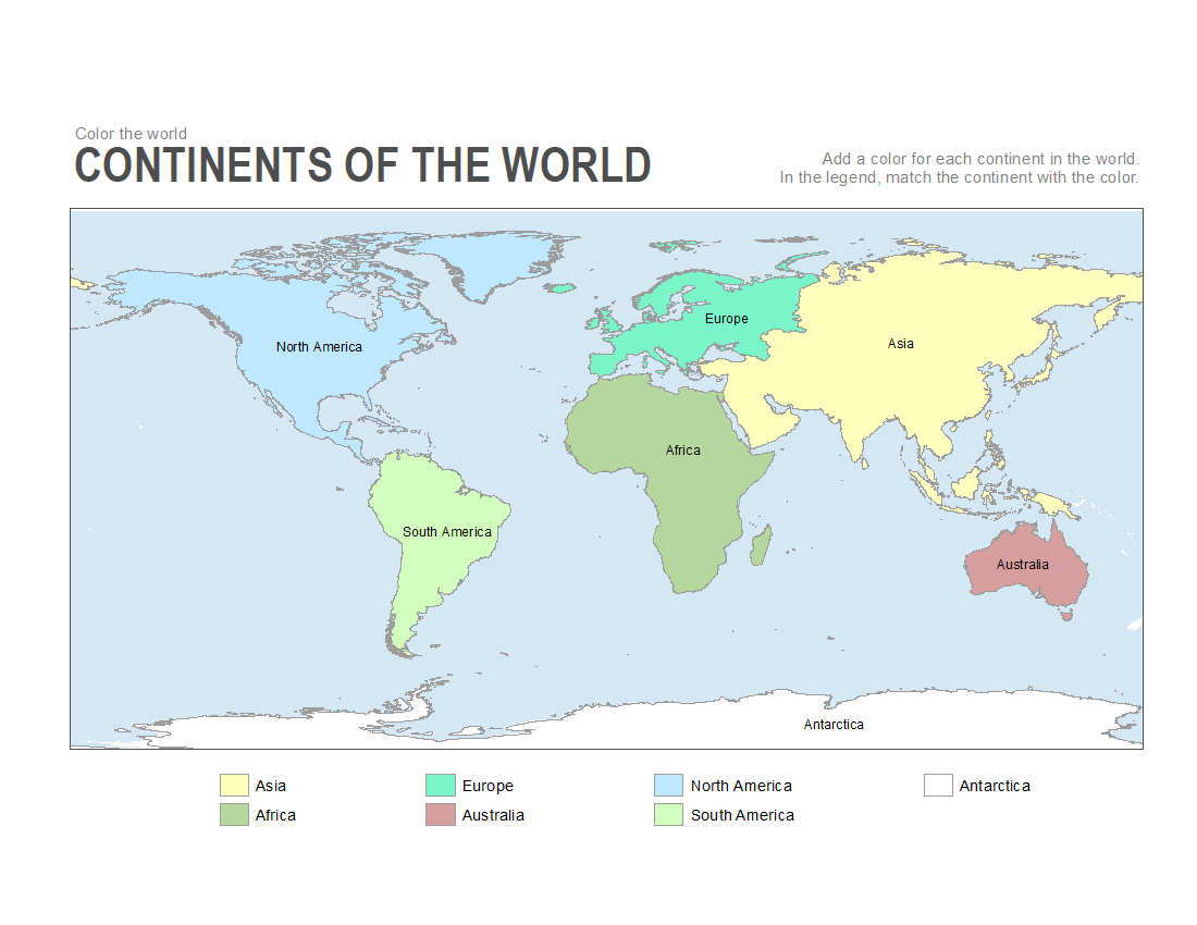 labeled map of the world continents