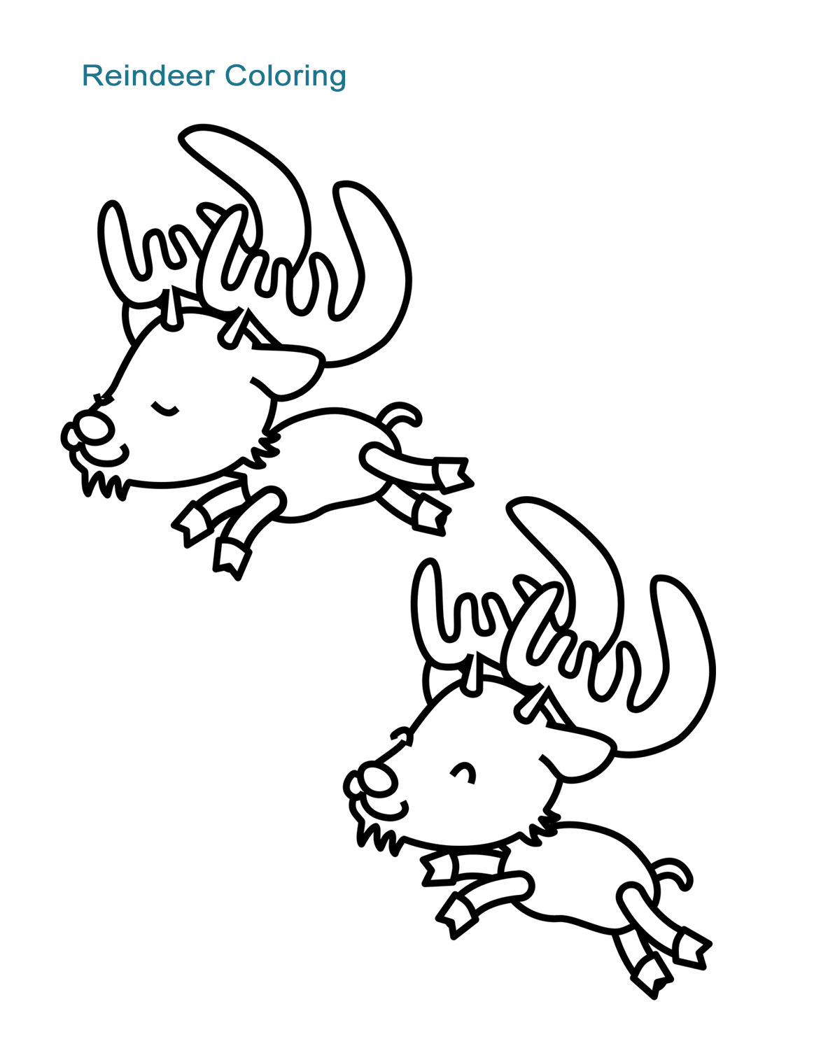 santa and flying reindeer coloring pages