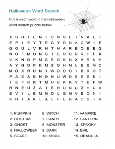 Halloween Word Search Puzzle