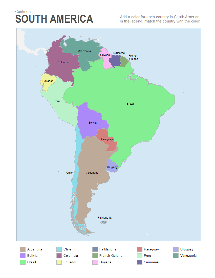 South America Map Printable That are Dashing | Russell Website