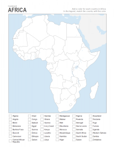 Africa coloring map - blank Africa map