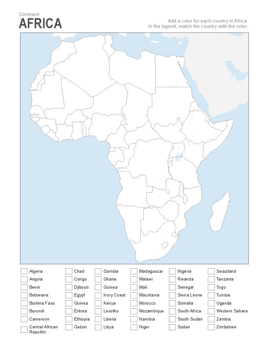 Big Printable Blank Map Africa