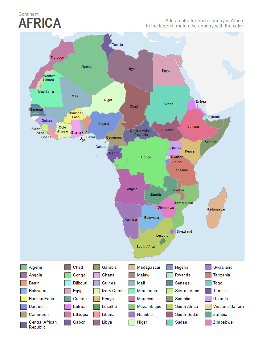 africa map 2022 labeled