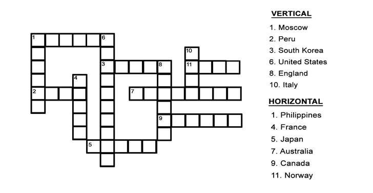 Capital Cities Quiz and Crossword Puzzle