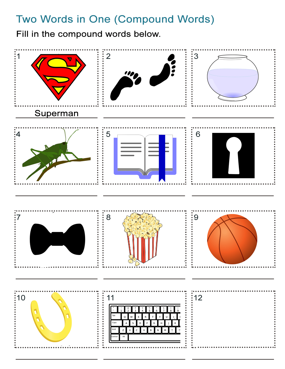 Compound Words Pictures Activity - ALL ESL