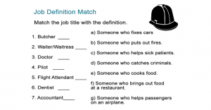 Job Title Definitions Worksheet: Match the Occupation with the Definition