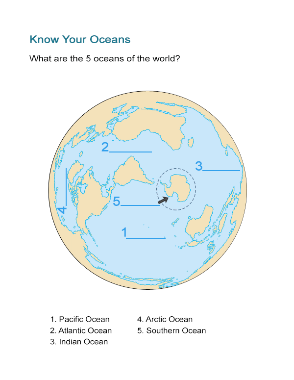 know your oceans worksheet can you find the 5 oceans of the world all esl