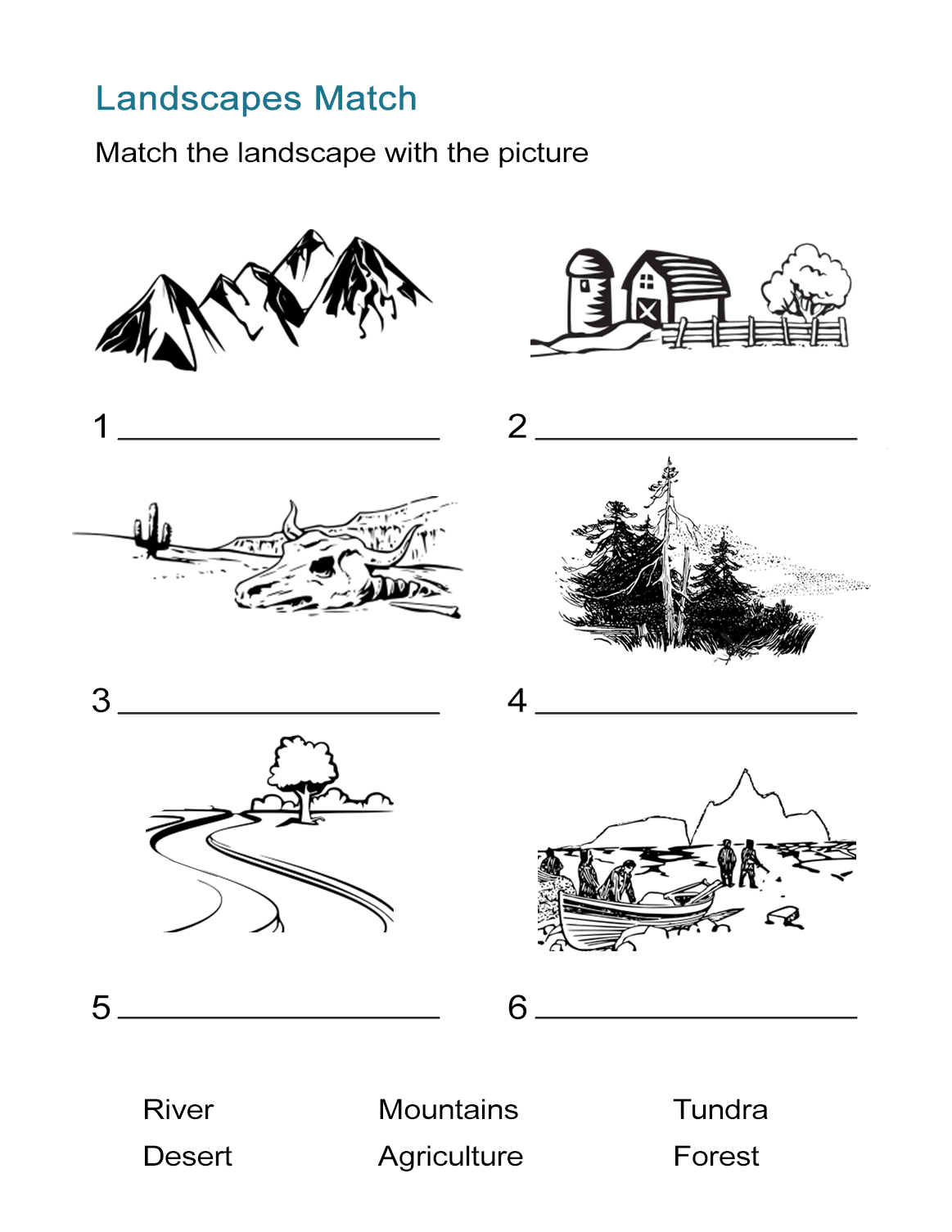 ecosystems worksheet landscape matching quiz all esl