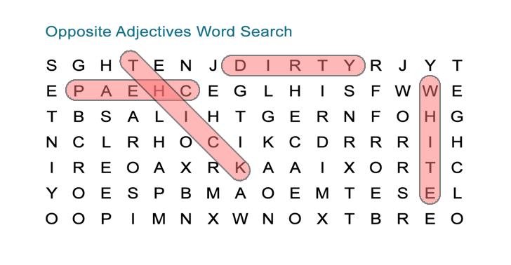 Opposites Word Search Resuelto Kathleen Martin s Word Scramble