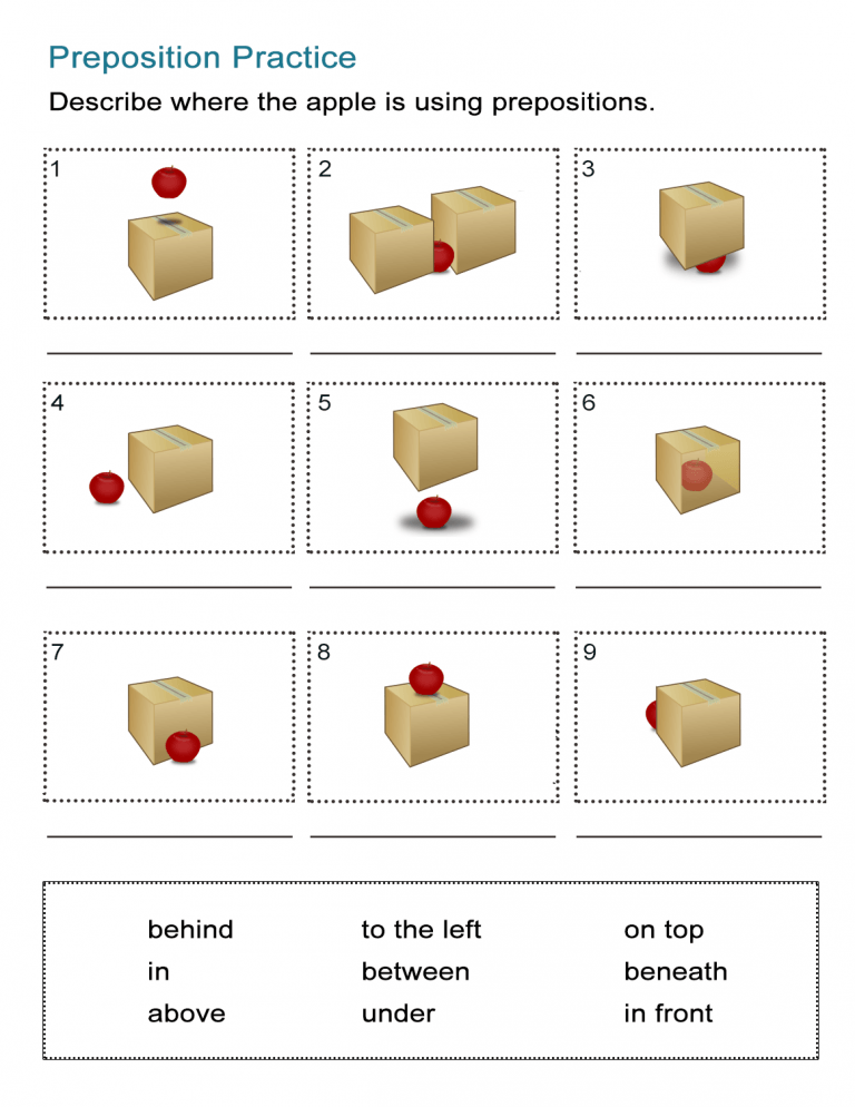 Prepositions Of Location Worksheet Where Is The Apple ALL ESL