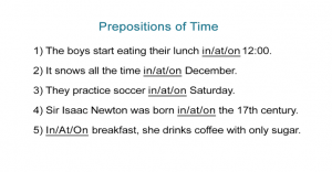 Prepositions of Time Worksheet – “In”, “At” and “On”