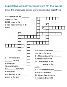 Superlative Adjectives Crossword Puzzle