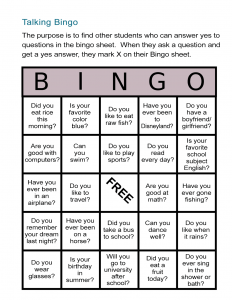 get to know your class bingo