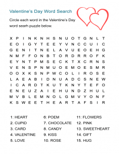 Valentines Day Word Search Puzzle