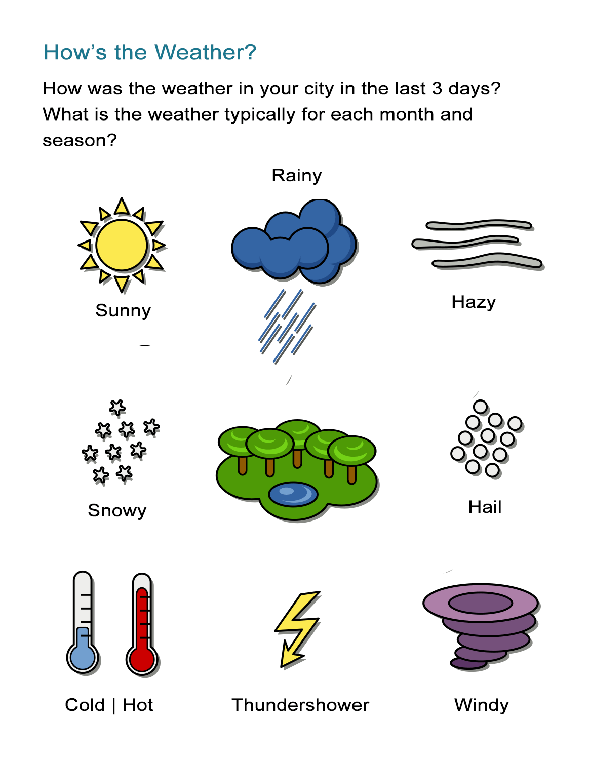 Weather Worksheet for Kids: How's the Weather Today? - ALL ESL