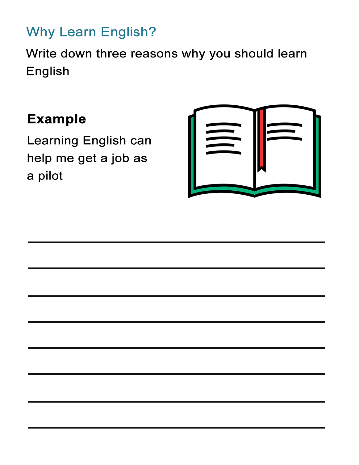 why learn english worksheet on the benefits of learning