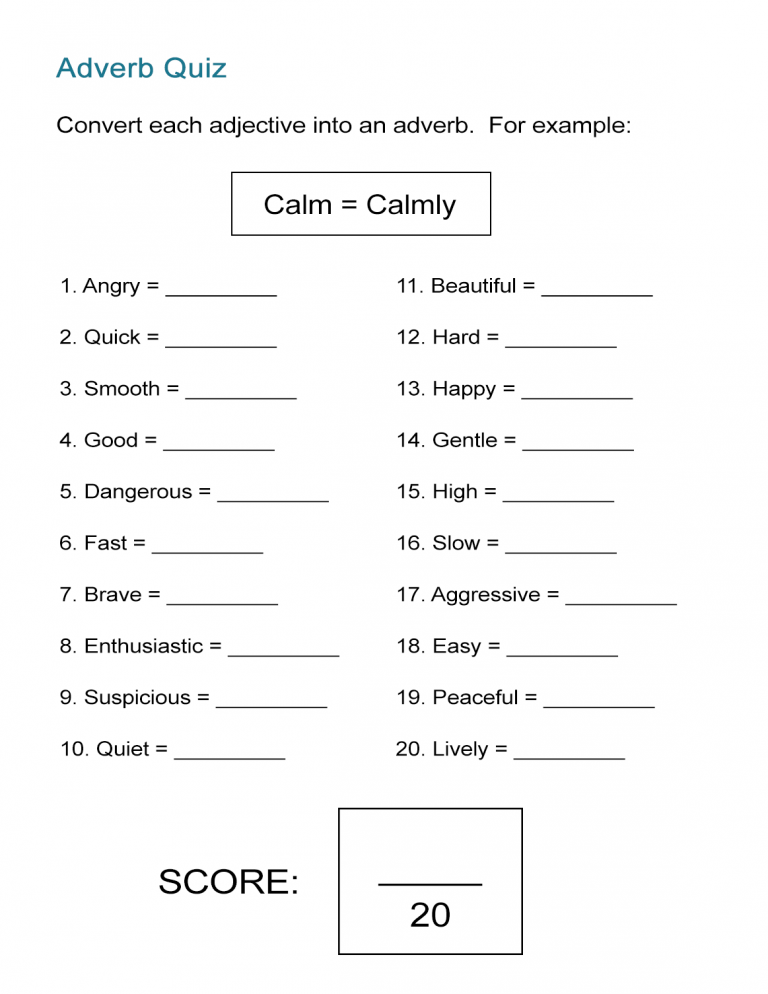 Comparison Of Adverbs Worksheets For Grade 3