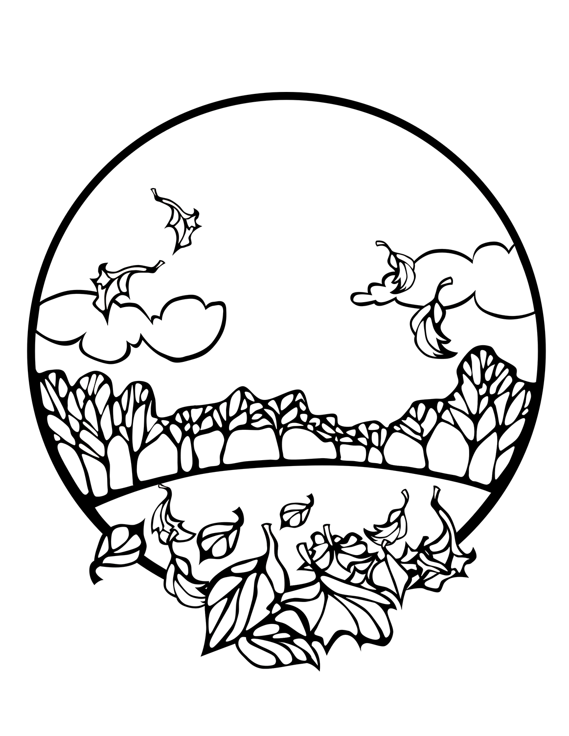 520 Autumn Scene Coloring Pages Images & Pictures In HD