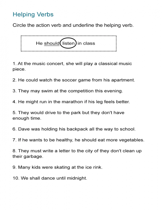 Action Linking And Helping Verbs Worksheets With Answers Pdf Grade