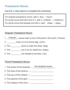 Possessive Nouns Worksheet