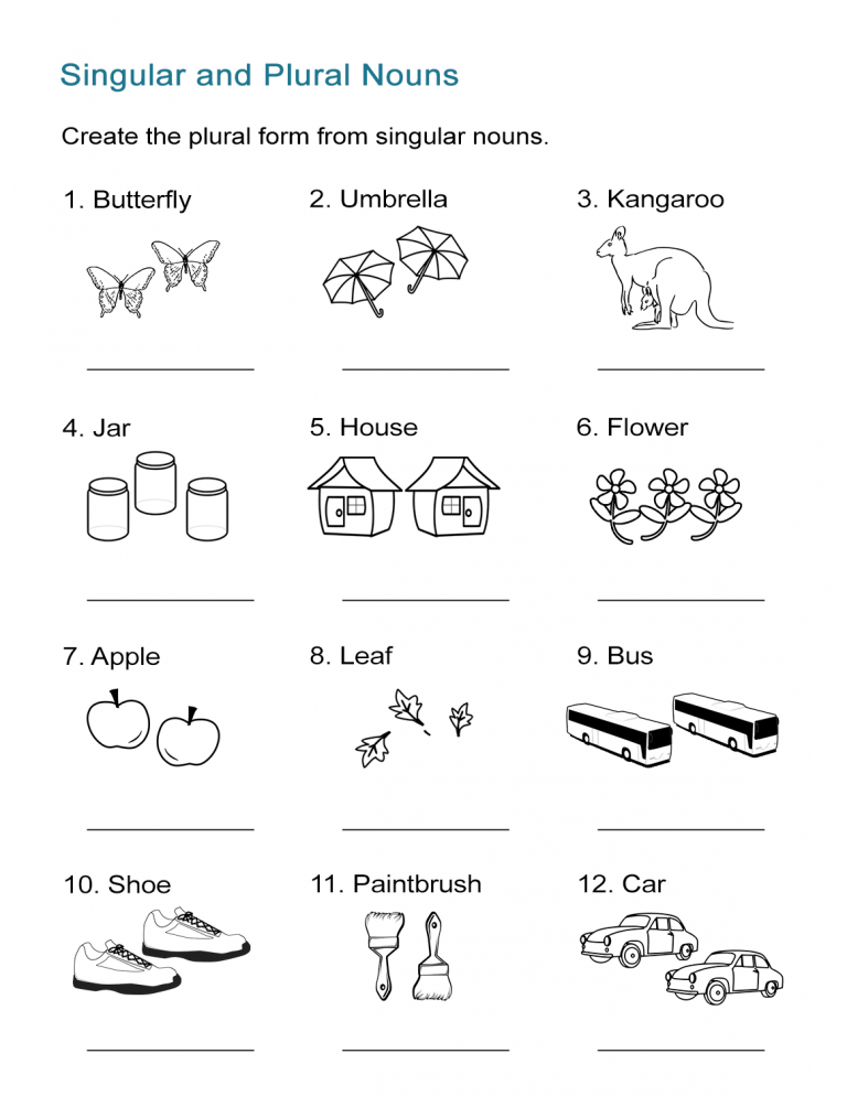 Singular And Plural Nouns Worksheets For Kindergarten