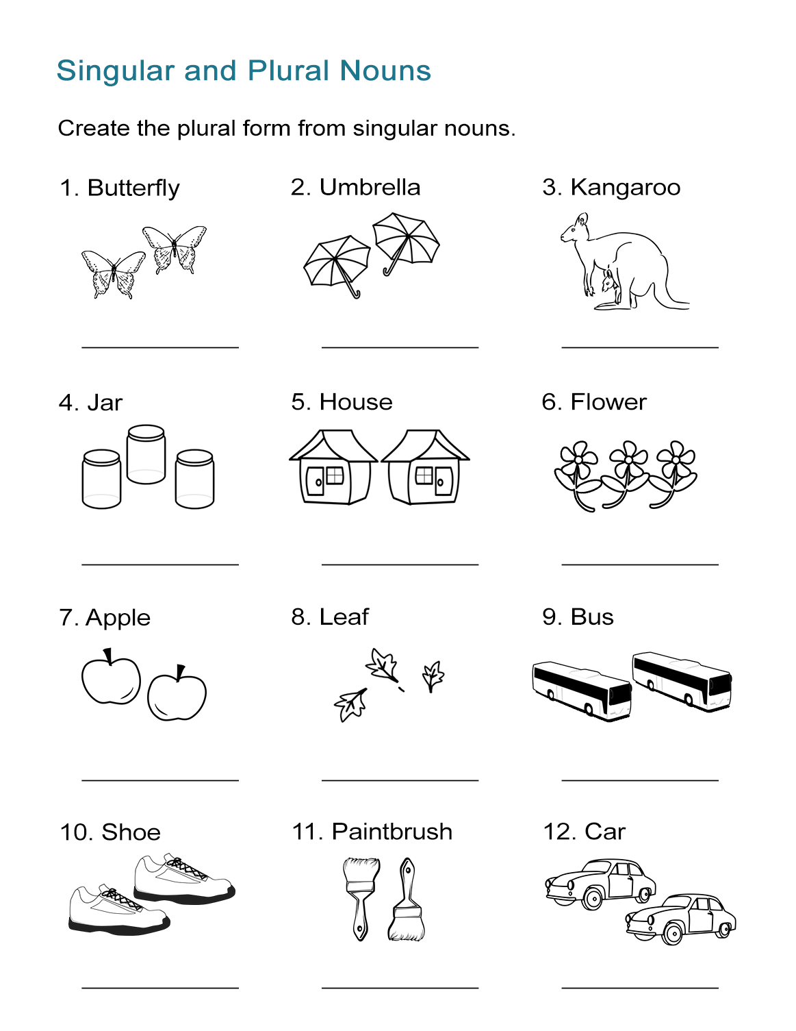 Noun Worksheet For Nursery